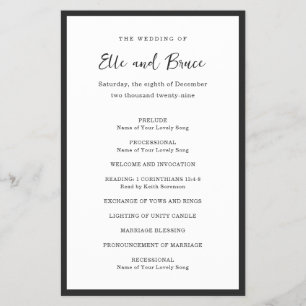 Programa de Boda Minimalista Tipografía Moderna