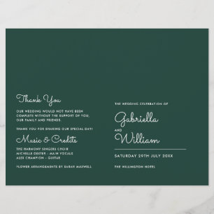 Programa de Boda Minimalista Verde Esmeralda con L