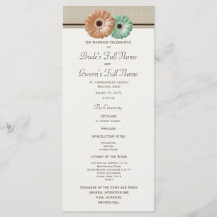Programa de Boda Mint and Peach Gerbera Daisy