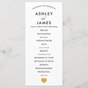 Programa de Boda Moderna para Ceremonia, Corazón O