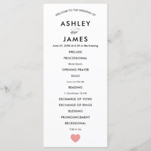 Programa de Boda Moderna para Ceremonia, Corazón R
