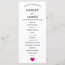 Programa de Boda Moderna para Ceremonia Fuchsia He