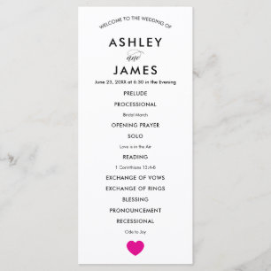 Programa de Boda Moderna para Ceremonia Fuchsia He