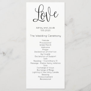 Programa de boda moderno. Amor. Ceremonia sencilla