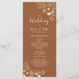 Programa de Boda Moderno Boho Naranja Quemada