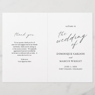 Programa de Boda Moderno con Caligrafía Elegante