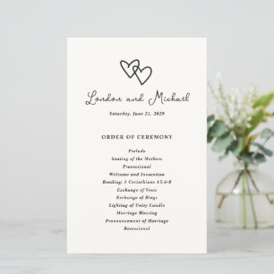 Programa de Boda Moderno con Corazones Dibujados a