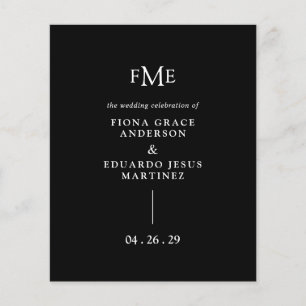 Programa de Boda Moderno con Monograma Negro Fiona