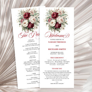 Programa de Boda Moderno con Rubor Burgundy Dorado