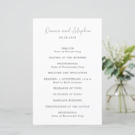 Programa de Boda Moderno en Blanco y Negro Limpio