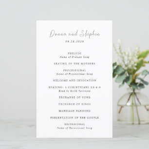Programa de Boda Moderno en Blanco y Negro Limpio