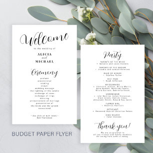 Programa de boda moderno simple negro y blanco pre