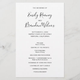 Programa de Boda Moderno y Económico en Blanco y N
