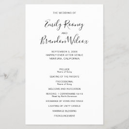 Programa de Boda Moderno y Económico en Blanco y N