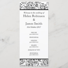 Programa de boda Monocromo con tatuajes florales