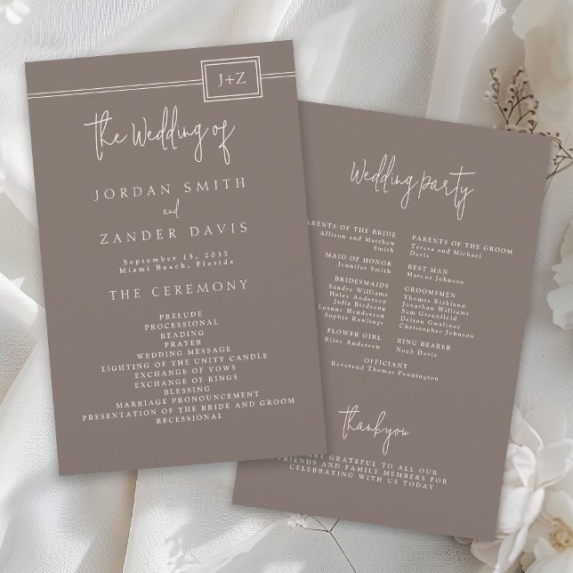 Programa de Boda Monográfica de Taupe Moderno de P (Subido por el creador)