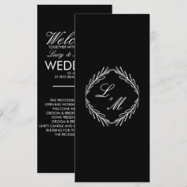 Programa de boda Monogram Script Branch negro W
