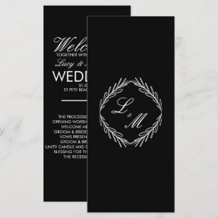 Programa de boda Monogram Script Branch negro W