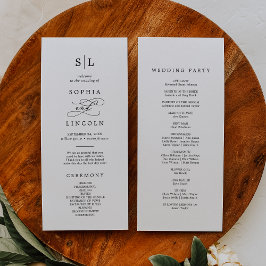 Programa de Boda Monograma de Caligrafía Romántica