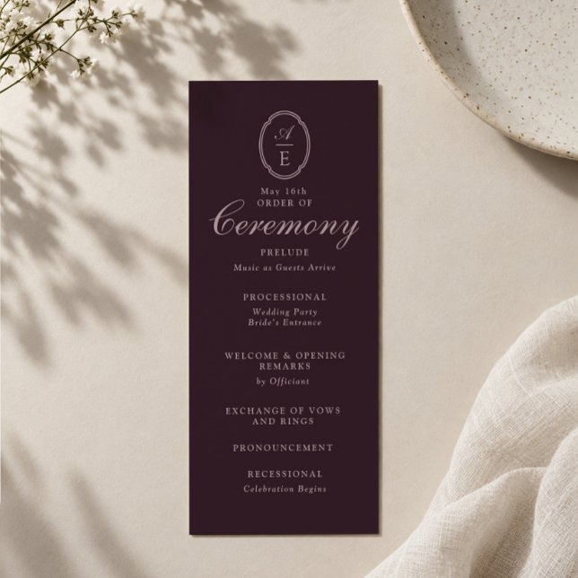 Programa de Boda Monograma Plum Noir (Subido por el creador)