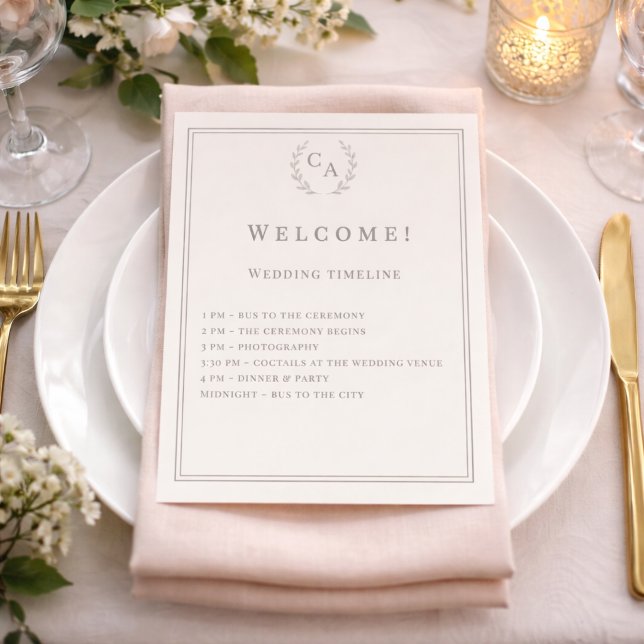 Programa de boda monogramado de marfil (Subido por el creador)