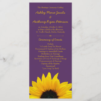 Programa de Boda Morada de Flor de Girasol Amarill