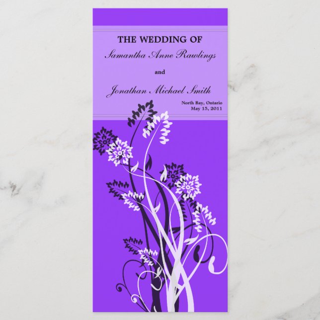 Programa de Boda Morada Floral (Anverso)