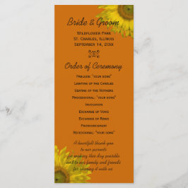 Programa de Boda Naranja de Girasol Amarillo