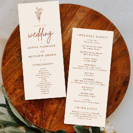 Programa de Boda Naranja Quemada Terracota Boho