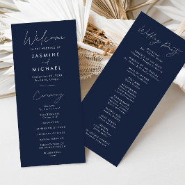 Programa de Boda Navy con Letra Moderna