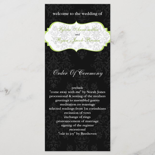 programa de boda negra verde (Anverso)