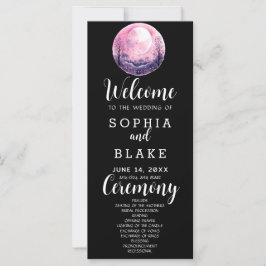 Programa de Boda Negro con Luna Llena Rosa y Blanc