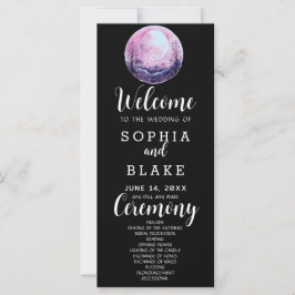 Programa de Boda Negro con Luna Llena Rosa y Blanc