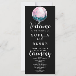Programa de Boda Negro con Luna Llena Rosa y Blanc