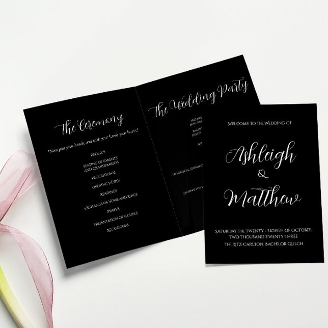Programa de Boda Negro Elegante (Subido por el creador)