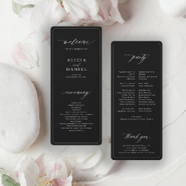Programa de boda negro minimalista moderno