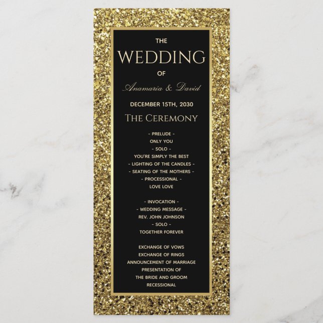Programa de Boda Negro y Dorado (Anverso)