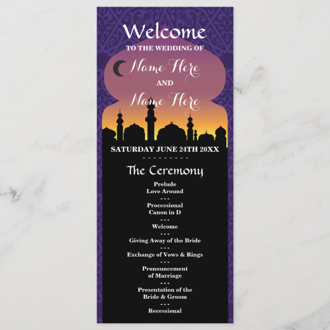 Programa de boda Noches Árabes (Anverso)