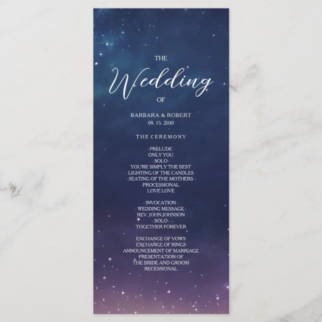 Programa de Boda Nocturna Estelar Celestial (Anverso)