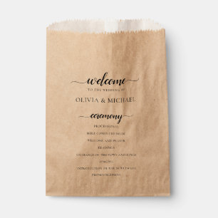 Programa de Boda Orden de Eventos Favorecer Bolsas