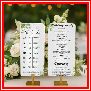 Programa de Boda Orden de Eventos Hojas Verde Salv