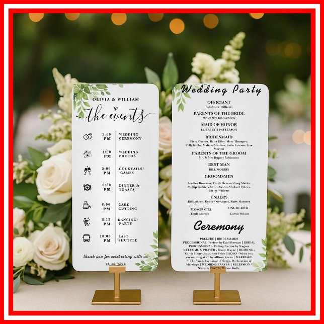 Programa de Boda Orden de Eventos Hojas Verde Salv (Subido por el creador)