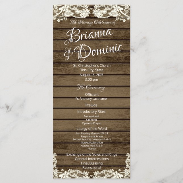 Programa de Boda País Barn Romance (Anverso)