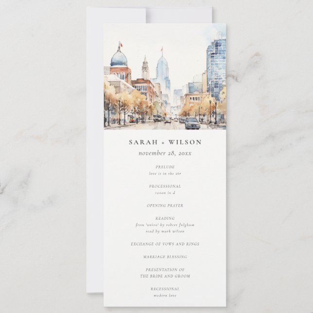 Programa de Boda Paisaje de Indianapolis, Indiana (Anverso)