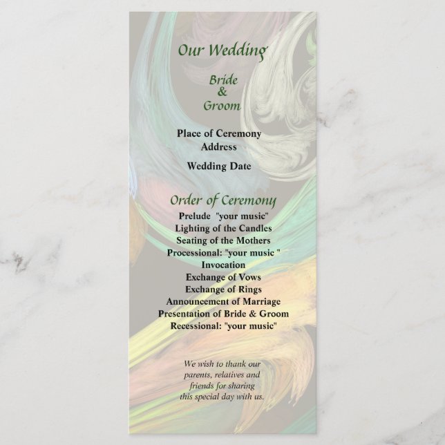 Programa de Boda Paisley Closeup (Anverso)