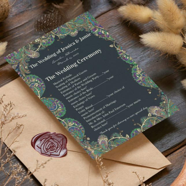 Programa de Boda Paisley Peacock Colors (Subido por el creador)