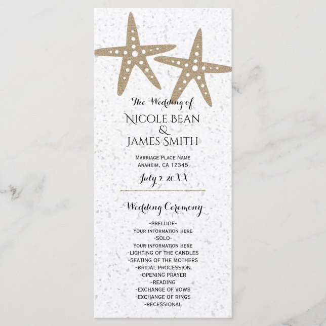 Programa de boda para ducha de novia en la playa d (Anverso)