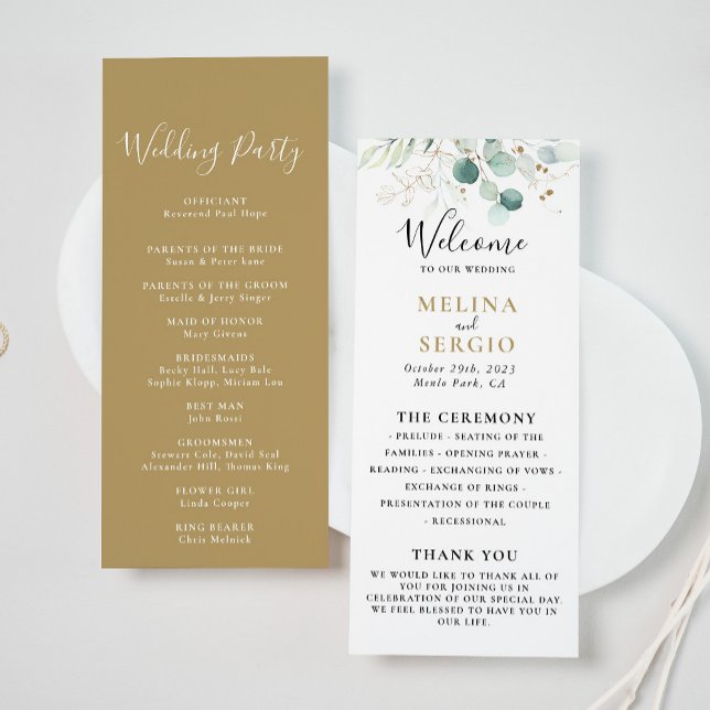 Programa de Boda para la Caligrafía del Eucalipto  (Subido por el creador)