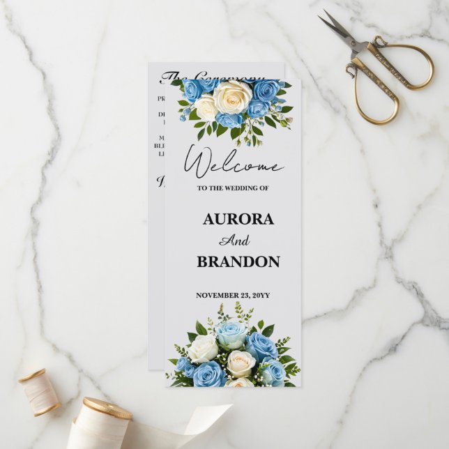 Programa de Boda Personalizada con Diseño Floral (Anverso/Reverso In Situ)
