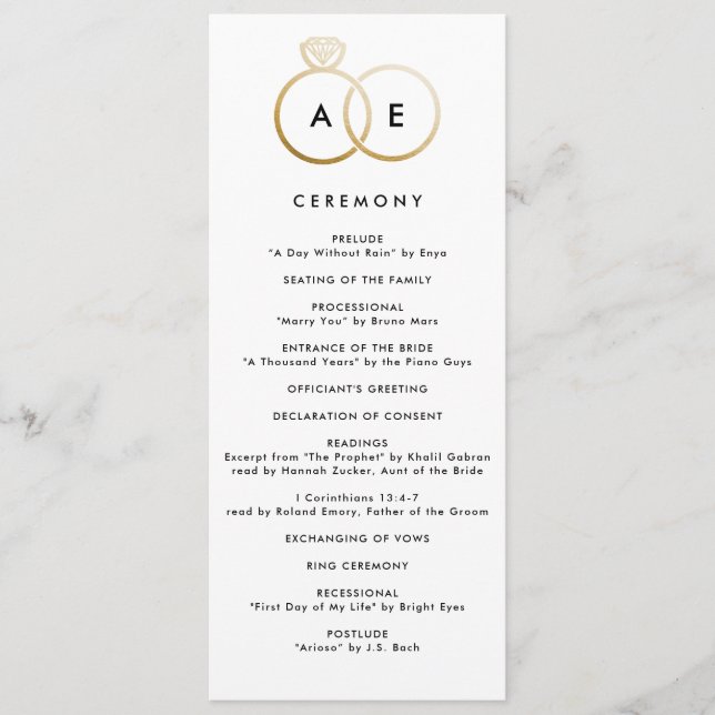 Programa de Boda Personalizada de Anillos de Oro M (Anverso)
